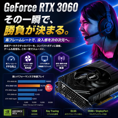 ジーム ゲーミングPC デスクトップ Ryzen 5 5500 RTX 3060 12G メモリ16GB SSD500GB G-StormCG i3Neo ブラック B0GZMCG3L2