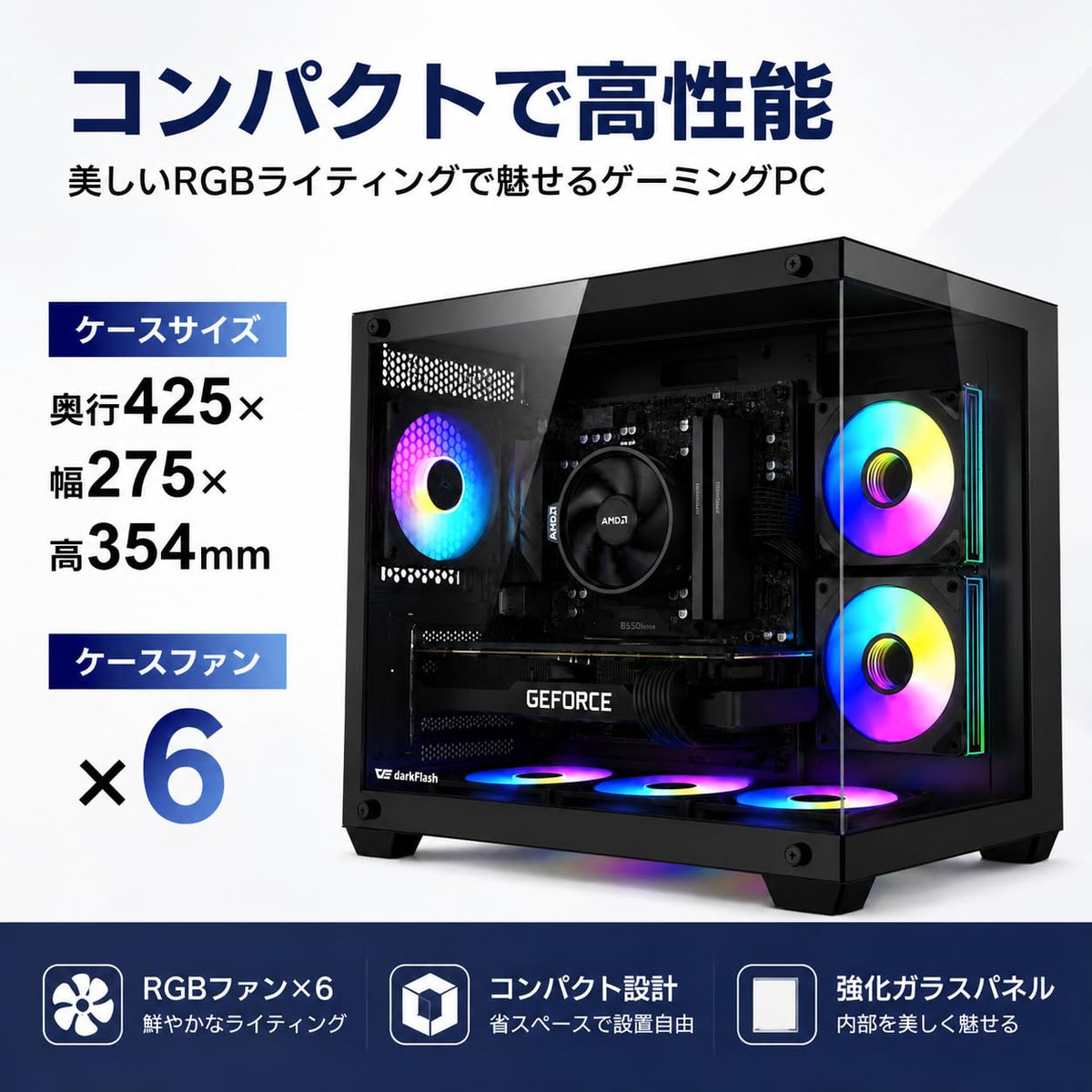 ジーム ゲーミングPC デスクトップ Ryzen 5 5500 RTX 3060 12G メモリ16GB SSD500GB G-StormCG B275 Pro ブラック B0GZMB3788