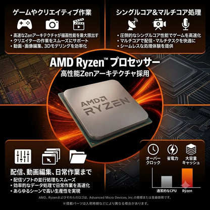 ジーム ゲーミングPC デスクトップ Ryzen 7 5700X RTX 5060 メモリ16GB SSD1.0TB i3Neo ブラック B0HBJSBMC2